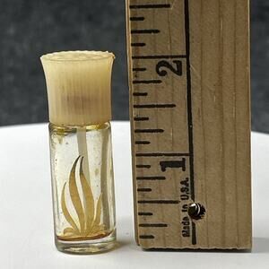 Desert Flower Shulton Mini Perfume Bottle Empty Vtg Vanity Decor Gold Graphic